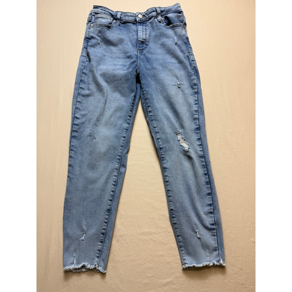 Kendall + Kylie The Kontour High‎ Rise Distressed Skinny Jeans Light Wash 13/31